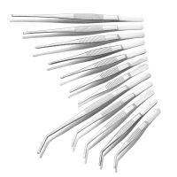 【LZ】❆  Stainless steel 430 accessories tweezers round head non-slip toothed long straight tweezers 12.5cm-30cm straight head elbow thic