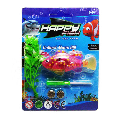 หุ่นยนต์ปลาสวยงาม ว่ายน้ำอัตโนมัติ Happy Fish Robot Toy Automatic swimming ลาย ชมพูจุดเหลือง Pink Spot Yellow