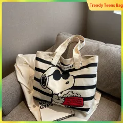 Japanese Fashion Peanuts Snoopy Tote Bag High Capacity Canvas Bag