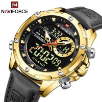 ZZOOI NAVIFORCE Fashion Watches for Men LED Digital Leather Strap Original Male Clock Sport Waterproof Wrist Watches Relogio Masculino