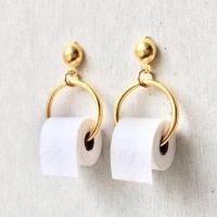 【YF】▼☞▧  Roll Paper Dangle Earrings Drop Toilet Studs