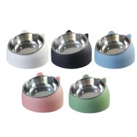 Pet Feeder 15° Raised Anti Slip Drinking Food Feeder Tilted Elevated Cat Dog Bowl for Kitten Indoor Cats Small Medium Dogs