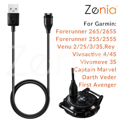 Zenia เครื่องชาร์จ USBสายชาร์จสำหรับ Garmin Instinct Solar Esports Fenix 7X/7/7S/6S/6/6X Pro Sapphire/5/5X/5S Plus Approach S10/X10/S12/S42/S40/S60/S62 Venu 2S 3 3S SQ Vivomove 3S/Luxe/Style Captain Marvel Rey Forerunner 255/255S Music 265 265S 965
