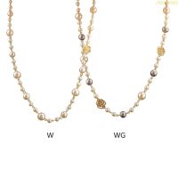 blg Pearl Camellia Strand Necklace Fashion Double Layer Long Necklace Jewelry 【JULY】