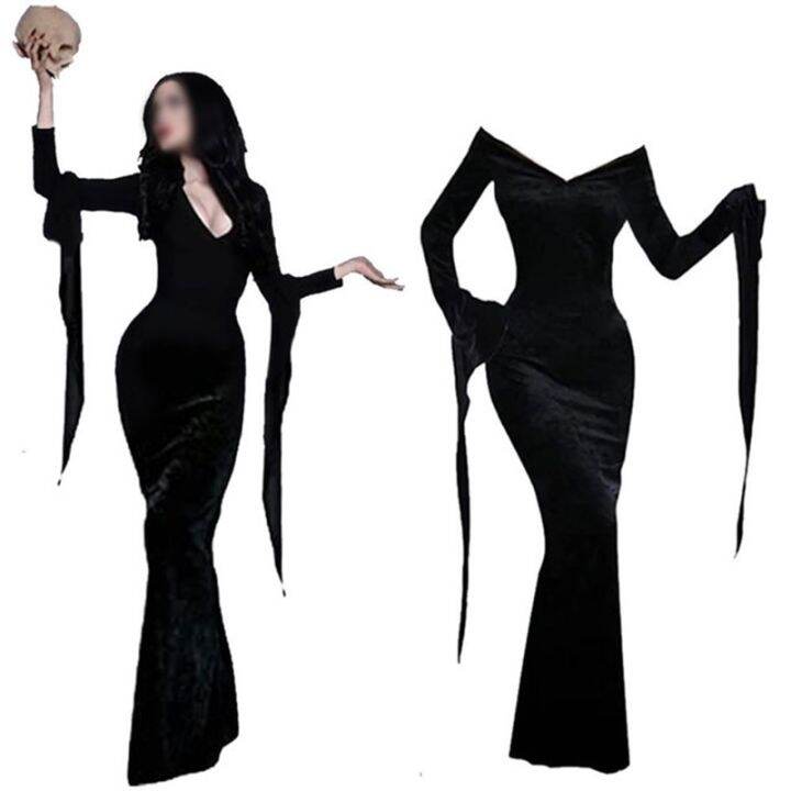 gomez-addams-cosplay-anime-morticia-costume-dress-halloween-carnival-outfit-adult-kid-coat-shirt-pant-tie-suit-party-uniform