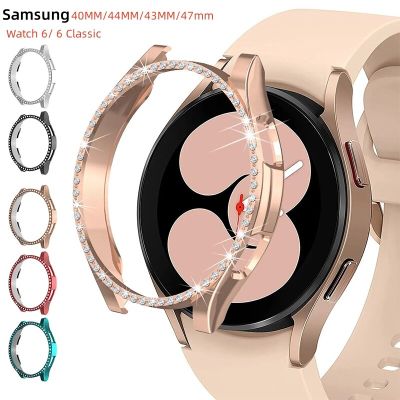 ฝาครอบสไตล์ใหม่สำหรับ Samsung Galaxy Watch 6เคส40มม. 44มม. อุปกรณ์เสริมพีซีเพชรวิบวับ Galaxy Watch 6 Classic 47มม. 43มม.