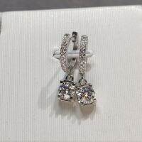 inbeaut 925 Silver Total 2 ct D Color Pass Diamond Test Excellent Cut Moissanite Cow Head Screw Back Drop Earrings Teen Girls