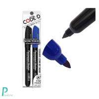 CODE:D ปากกาเพอร์มาเน้นซ์ Permanent Marker 1.0 มม. แพ็กคู่ 2 ด้าม ดำ+น้ำเงิน  (4 แพ็ค)