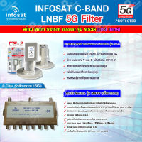 infosat LNB C-Band 5G 2จุด รุ่น CG-2 + อุปกรณ์แยกสัญญาณ Multi Switch infosat รุ่น MS38 (เข้า3 ออก8) รับชมได้อิสระ