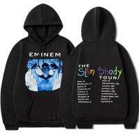 Eminem เสื้อทัวร์ Slim Shady สองด้านฮิปฮอปเสื้อฮู้ดพิมพ์ลายพังค์สไตล์ร็อคแร็ปเสื้อสวมศีรษะทรงใหญ่สตรีทแวร์ใช้ได้ทั้งชายและหญิง