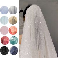 ☂♈❦ Glitter Sequin Sheer Tulle Fabric Silver Shiny Lace Gauze Cloth DIY Sewing Wedding Dress Party Stage Skirt Decor Crafts Material