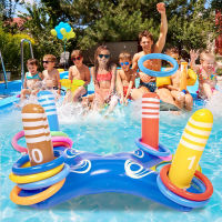 Swimming Inflatable Ring Toss Game Floating Pool Toys Pool Accessories Water Sport Beach Party Supplies With 4 Loops