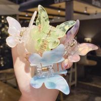 【CW】Acetate Hair Claw Sweet Fairy Butterfly Hairpin Clip Gradient Tie-Dye Colored Styling Tools Barrettes for Women Hair Accessories