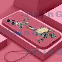 สำหรับ Poco X4 GT เคสโทรศัพท์การออกแบบดอกไม้และนกฝาครอบ TPU นิ่มลายการ์ตูน