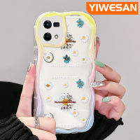 YIWESAN เคสสำหรับ OPPO Reno 7 4G Reno 8 4G F21 Pro F21s Reno 4 Pro Reno 6เคสเดซี่แฟชั่นลายคลื่นเนื้อครีมดีไซน์ใหม่นิ่มเคสมือถือกันกระแทกแบบใสโปร่งใสลายกล้องถ่ายรูปเรียบง่ายปลอกป้องกันอ่อนโยน