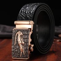 2021 Real Leather Belts for Men 3.5cm Width Brand Fashion Automatic Buckle Black Genuine Leather Belt Mens Belts