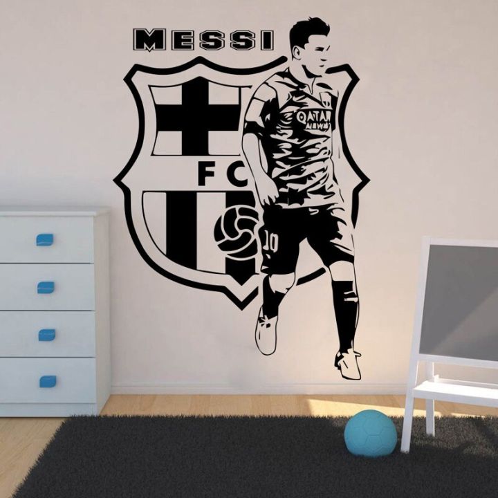 【SALE】 nancarenko1977 3d Messi สติ๊กเกอร์ติดผนังตกแต่งบ้านกาวตนเองเด็กห้องนอนฟุตบอลสติ๊กเกอร์ติดผนัง