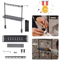 Camping Table Hanging Rack Shelf Desktop Lantern Pole Stand Outdoor BBQ Picnic Cutlery Pot Pan Tool Hanger Shelf Stand With Hook