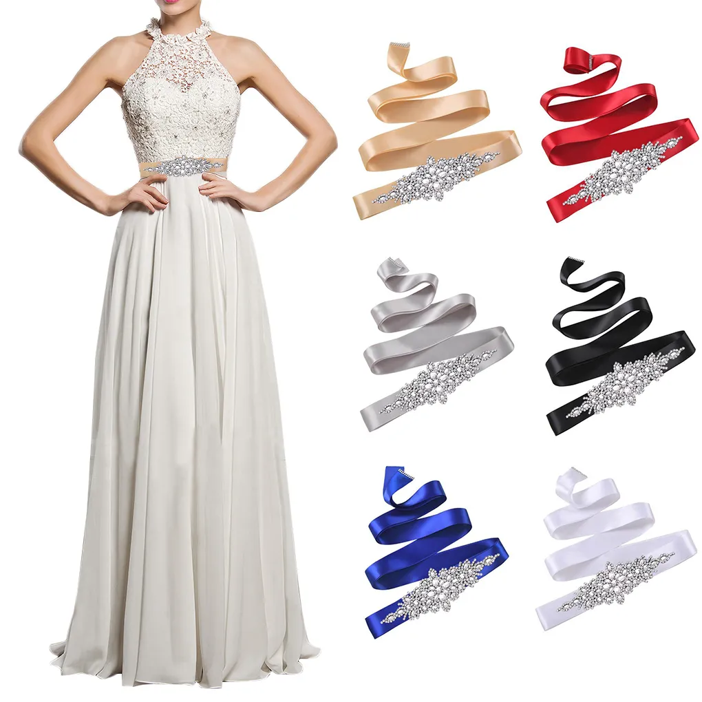 ?24 Hours Shipping】Wedding Ribbons Bridal Belt Dress Prom Crystal Sashes  Evening Party Handmade Rhinestones Waistband | Lazada PH
