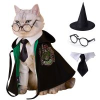 ◊▦❅ Cat Costumes Outfit Cats Cape 4 PCS Pet Clothes Items for Small Dog Kitten Puppy Outfits Hoodie Magic-Academy Cape for Cosplay