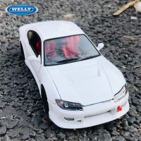 S15อัลลอยสำหรับสะสมเป็นของขวัญสำหรับเด็กแบบจำลองรถแข่งของเล่นโลหะหล่อโมเดลรถยนต์สปอร์ตสำหรับเด็กขนาด1/4 Nissan Silvia