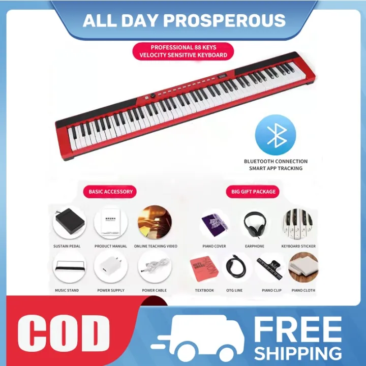 Smart Electric Piano 88 Keys, Adult Piano Keyboard, English Key