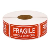 【CW】▼✔۩  250Labels Fragile Stickers 1 Roll 2.5cmx7cm or Bend Handle with Warning Packing Thank You Shipping Labels