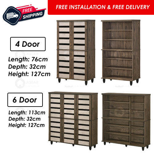 Furniture Amart WOODEN 6 DOOR TALL SHOE 4 DOOR SHOE RACK (FREE