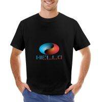 Hello Word With Blue And Red Ellipses Connected T-Shirt Short T-Shirt Black T Shirts For Men