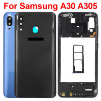 สำหรับ S Amsung G Alaxy A30 2019 A305 A305F กลางแผ่นกรอบฝา A30แบตเตอรี่ปกหลังประตูด้านหลังด้วยกล้องเลนส์เปลี่ยน