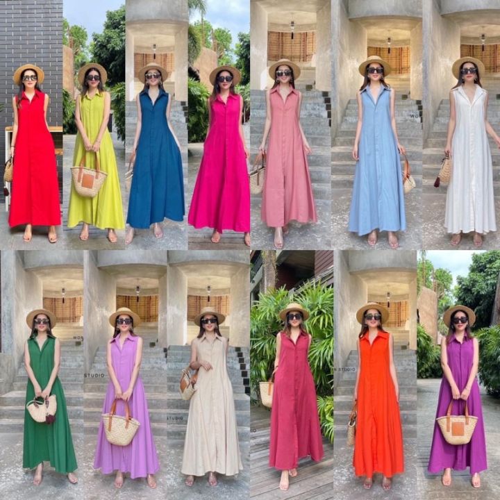 ชุดเดรสผู้หญิง-เดรส-ชุดเดรส-dress-เดรสผู้หญิง-ชุดเดรสสวยๆหรู-เดรสยาว-maxi-dress-shirts-ผ้าฝ้าย100-พร้อมส่ง