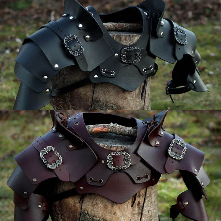 Medieval Steampunk Roman Gladiator Warrior Pu Leather Shoulder Armor Pauldrons Viking Knight