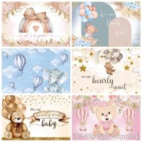 ✺✼☎ jfmkfmdm Hot Air Balão Urso Elefante Fotografia Contexto recém-nascido Baby Shower Birthday Decor Photo Studio Props