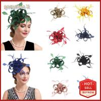 GORGEOUS X ขนนกริบบิ้น กิ๊บติดผม Brid fascinator พร้อมคลิปหนีบ แถบคาดศีรษะ หมวกปิ่นปักผมรูปดอกไม้ แฟชั่นสำหรับผู้หญิง สีทึบทึบ หมวกคลุมศีรษะ งานเลี้ยงแต่งงานปาร์ตี้