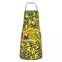 Keith Human Abstract Pop Art Apron for Women Men Bib Colorful Geometric Haring Cooking Kitchen Tablier Cuisine Chef Baking