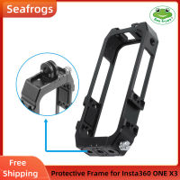 Seafrogs อลูมิเนียมกรอบกันกระแทกสำหรับ Insta360 ONE X3 / ONE X2,โลหะปลอกหุ้มทนทานกรงรองเท้าเย็น Mount