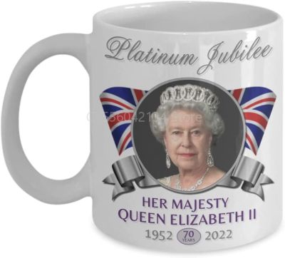 【High-end cups】 Queen Elizabeth II Platinum Jubilee Coffee Mug ที่ระลึก70ปี