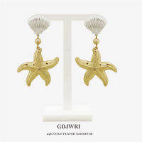 2022 Elegance Gold Big Starfish Shape Drop Dangle Earring For Women Trendy Copper Geometry Party Jewelry Gift