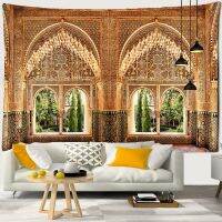 Golden Hall โมร็อกโกภูมิทัศน์ Art Tapestry Psychedelic ฉากตกแต่ง Hippie Bohemian Tapestry ห้องนอน Wall ผ้าห่ม