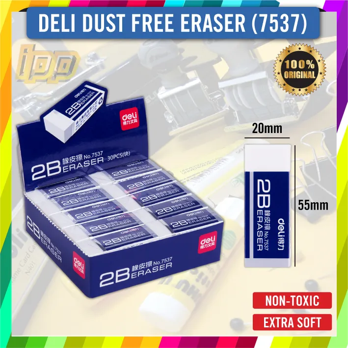 Deli Exam Dust Free Eraser / Soft Clean and Dust Free Eraser (7537) 1pc Ready Stock Lazada