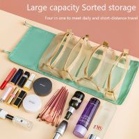 【Cw】 4PCS in 1 Cosmetic Bag For Women Zipper Mesh Separable Cosmetics Pouch Ladies Foldable Nylon Bag Rope Makeup Bag Cosmetic Bag ！