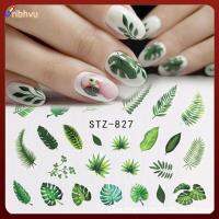 RIBHVU ฤดูร้อนง่ายๆ ต่างๆ แถบเลื่อนDIY ตกแต่ง สติกเกอร์น้ำ ศิลปะดอกไม้และใบไม้ สติ๊กเกอร์ติดเล็บ