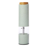 Wheat Straw Electric Salt Pepper Grinder Set LED Light Automatic Spice Herb Mill Adjustable Coarseness Ceramic Core Kitchen Tool