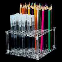 96 Hole Pencil Brush Holder Acrylic Pen Holder Desk Stand Organizer for Pencils Paint Brushes Markers Display and Home Storage