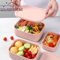 ♠✗▤ Silicone Lunch Box Portable Bento Box Lunchbox Leakproof Food Container Microwave Oven Dinnerware for Students Travel Tool