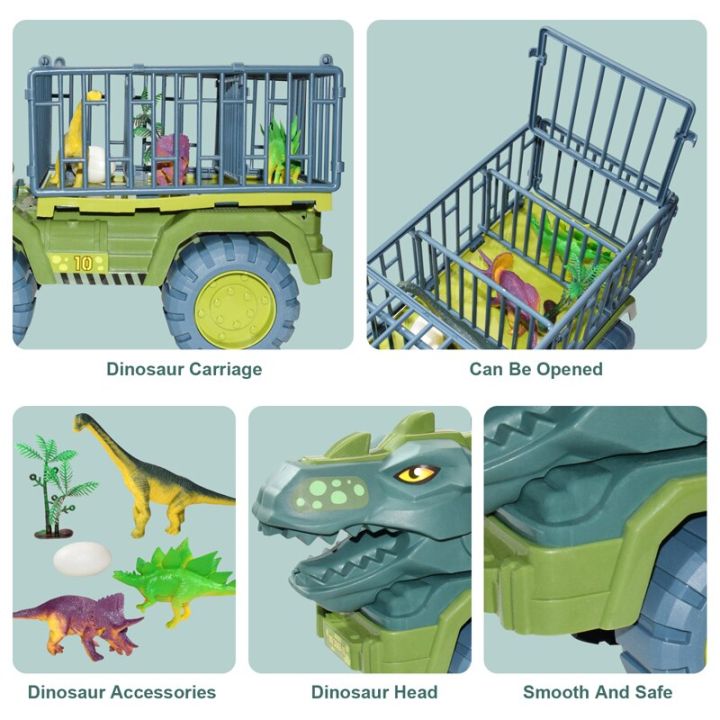 รถรับส่งไดโนเสาร์ไดโนเสาร์สำหรับเด็กเด็กรถของเล่นขนาดใหญ่รถบรรทุกเรือขนยานพาหนะสำหรับของขวัญของเล่นปีใหม่เด็กผู้ชาย