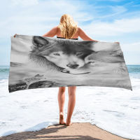 Black And White Animal Wolf Bath Towel Camping Bathroom Accessories Face Towel Microfiber Beach Towel