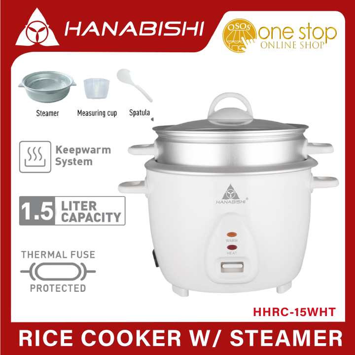 Hanabishi Original Rice Cooker 1.5L serves 45 cups Glass Cover w