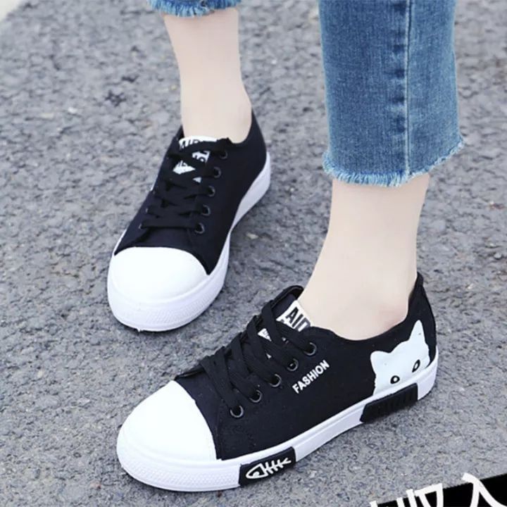 women-shoes-sneakers-รองเท้าผู้หญิง-รองเท้าแฟชั่นสไตล์เกาหลี-fashion-casual-flat-shoes-รองเท้าผ้าใบผู้หญิง