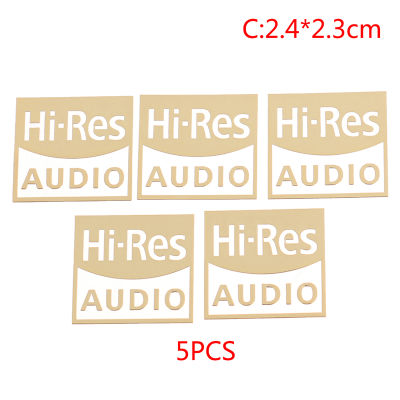 yizhuoliang 5pcs Sony Hi-Res Audio GOLD มาตรฐานเสียงได้รับการรับรองสติกเกอร์โลหะหูฟัง